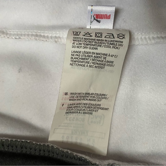 Puma track jacket size medium, gray & white zip-up, pockets & stand-up collar - Picture 10 of 11